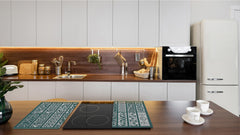 Tempered GLASS Kitchen Board – Impact & Scratch Resistant D27 Vintage leaves and patterns Series: Abstract design pattern