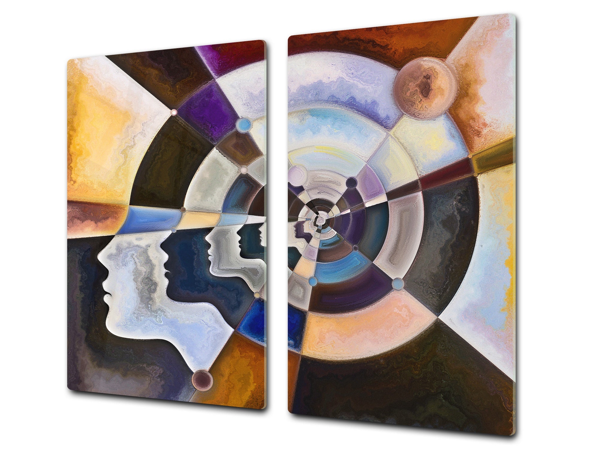 Chopping Board Set - Induction Cooktop Cover – Glass Cutting Board; MEASURES: SINGLE: 60 x 52 cm (23,62” x 20,47”); DOUBLE: 30 x 52 cm (11,81” x 20,47”); D33 Abstract Graphics Series: Colors in us