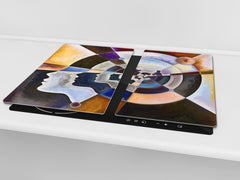 Chopping Board Set - Induction Cooktop Cover – Glass Cutting Board; MEASURES: SINGLE: 60 x 52 cm (23,62” x 20,47”); DOUBLE: 30 x 52 cm (11,81” x 20,47”); D33 Abstract Graphics Series: Colors in us