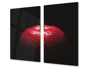 Küchenbrett aus Hartglas und Induktionskochplattenabdeckung – Schneideplatten; D07 Fruits and vegetables:  Apple 3