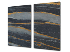 Chopping Board - Worktop saver and Pastry Board - Glass Cutting Board D23 Colourful abstractions: Dark-blue marble