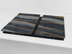 Chopping Board - Worktop saver and Pastry Board - Glass Cutting Board D23 Colourful abstractions: Dark-blue marble
