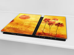 UNIQUE Tempered GLASS Kitchen Board 60D05A: Evening in the clearing 2