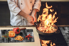 KITCHEN BOARD & Induction Cooktop Cover – Glass Pastry Board D25 Textures and tiles 1 Series: Dark grey marble tiles