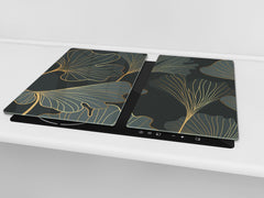 Tempered GLASS Kitchen Board – Impact & Scratch Resistant D27 Vintage leaves and patterns Series: Floral art deco