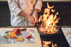 Chopping Board - Induction Cooktop Cover - Glass Cutting Board D22 Marbles 2 Series: Onyx pink veins