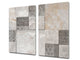 Tempered GLASS Kitchen Board – Impact & Scratch Resistant D27 Vintage leaves and patterns Series: Stone mosaic background