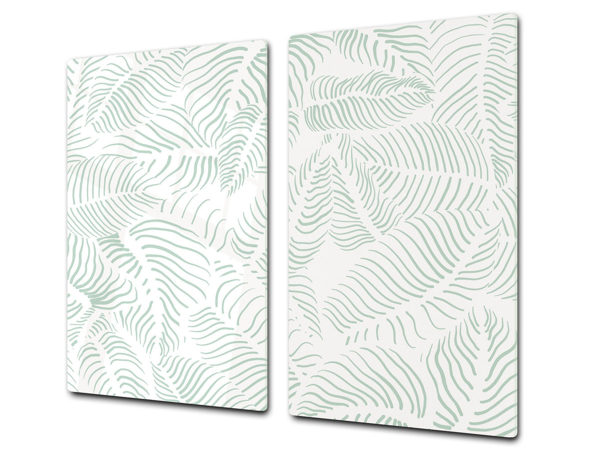 Tempered GLASS Kitchen Board – Impact & Scratch Resistant D27 Vintage leaves and patterns Series: Abstract leave background