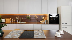 Tempered GLASS Kitchen Board – Impact & Scratch Resistant D27 Vintage leaves and patterns Series: Retro tiles pattern