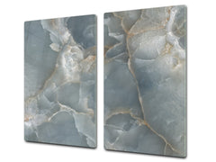 CUTTING BOARD and Cooktop Cover - Impact & Shatter Resistant Glass D21 Marbles 1 Series: Grey grunge stone