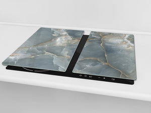 CUTTING BOARD and Cooktop Cover - Impact & Shatter Resistant Glass D21 Marbles 1 Series: Grey grunge stone