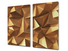 Tempered GLASS Cutting Board – Worktop saver and Pastry Board – Glass Kitchen Board; MEASURES: SINGLE: 60 x 52 cm (23,62” x 20,47”); DOUBLE: 30 x 52 cm (11,81” x 20,47”); D28 Golden Waves Series: Golden crystals