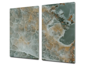 CUTTING BOARD and Cooktop Cover - Impact & Shatter Resistant Glass D21 Marbles 1 Series: Marble waves