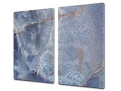 CUTTING BOARD and Cooktop Cover - Impact & Shatter Resistant Glass D21 Marbles 1 Series: Marble dotted surface