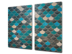 TEMPERED GLASS CHOPPING BOARD – Glass Cutting Board and Worktop Saver Textures and tiles 2 Series: Fish scales pattern
