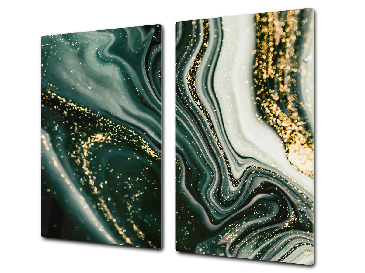 Chopping Board - Worktop saver and Pastry Board - Glass Cutting Board D23 Colourful abstractions: Mesmerising golden powder