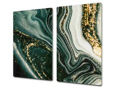Chopping Board - Worktop saver and Pastry Board - Glass Cutting Board D23 Colourful abstractions: Mesmerising golden powder