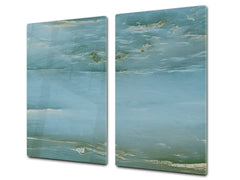 Chopping Board - Induction Cooktop Cover - Glass Cutting Board D22 Marbles 2 Series: Water-like marble
