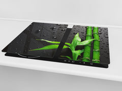 Very Big Kitchen Board – Glass Cutting Board and worktop saver; Nature series DD08: Bambù con gocce