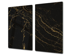 Chopping Board - Induction Cooktop Cover - Glass Cutting Board D22 Marbles 2 Series: Golden patterns