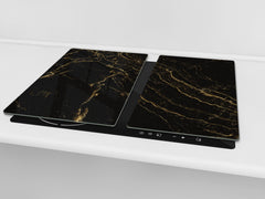 Chopping Board - Induction Cooktop Cover - Glass Cutting Board D22 Marbles 2 Series: Golden patterns
