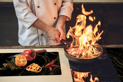 Chopping Board - Induction Cooktop Cover - Glass Cutting Board D22 Marbles 2 Series: Golden patterns