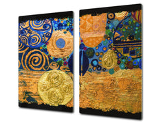 Induction Cooktop Cover –Shatter Resistant Glass Kitchen Board – Hob cover; MEASURES: SINGLE: 60 x 52 cm (23,62” x 20,47”); DOUBLE: 30 x 52 cm (11,81” x 20,47”); D32 Paintings Series: Abstract painting composition