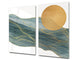 Tempered GLASS Kitchen Board – Impact & Scratch Resistant D27 Vintage leaves and patterns Series: Gold abstract lines