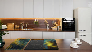 Copy of UNIQUE Tempered GLASS Kitchen Board –Scratch Resistant Glass Cutting Board –Glass Countertop MEASURES: SINGLE: 60 x 52 cm (23,62” x 20,47”); DOUBLE: 30 x 52 cm (11,81” x 20,47”); D29 Colourful Variety Series: Blue abstract composition