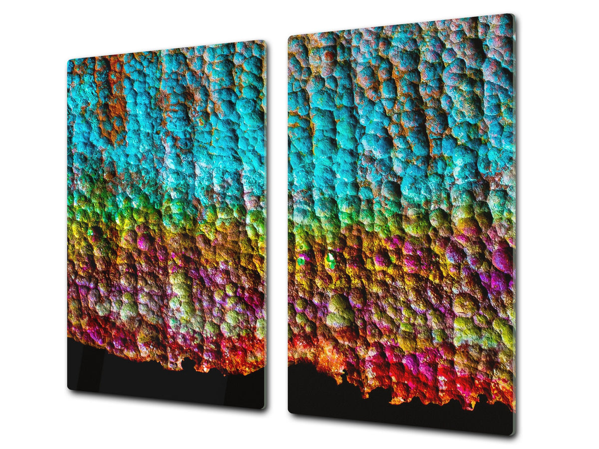 Chopping Board -  Impact & Scratch Resistant - Glass Cutting Board D24 Rusted textures Series: Oxidized copper abstraction