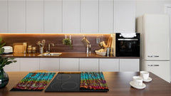 Chopping Board -  Impact & Scratch Resistant - Glass Cutting Board D24 Rusted textures Series: Oxidized copper abstraction