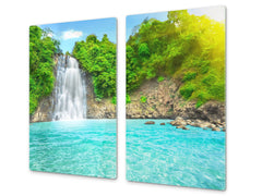 Tempered GLASS Kitchen Board – Impact & Scratch Resistant; D08 Nature Series: Waterfall 5