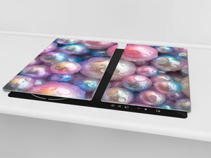 UNIQUE Tempered GLASS Kitchen Board –Scratch Resistant Glass Cutting Board –Glass Countertop MEASURES: SINGLE: 60 x 52 cm (23,62” x 20,47”); DOUBLE: 30 x 52 cm (11,81” x 20,47”); D29 Colourful Variety Series: Shiny pearls 1