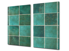 KITCHEN BOARD & Induction Cooktop Cover – Glass Pastry Board D25 Textures and tiles 1 Series: Green vintage ceramic tiles 3