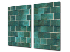 KITCHEN BOARD & Induction Cooktop Cover – Glass Pastry Board D25 Textures and tiles 1 Series: Green vintage ceramic tiles 1