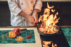 KITCHEN BOARD & Induction Cooktop Cover – Glass Pastry Board D25 Textures and tiles 1 Series: Green vintage ceramic tiles 1