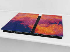 Induction Cooktop Cover –Shatter Resistant Glass Kitchen Board – Hob cover; MEASURES: SINGLE: 60 x 52 cm (23,62” x 20,47”); DOUBLE: 30 x 52 cm (11,81” x 20,47”); D32 Paintings Series: Impressionist sky 1