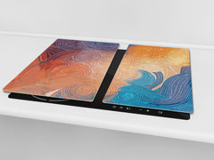 Induction Cooktop Cover –Shatter Resistant Glass Kitchen Board – Hob cover; MEASURES: SINGLE: 60 x 52 cm (23,62” x 20,47”); DOUBLE: 30 x 52 cm (11,81” x 20,47”); D32 Paintings Series: Impressionist sky 2