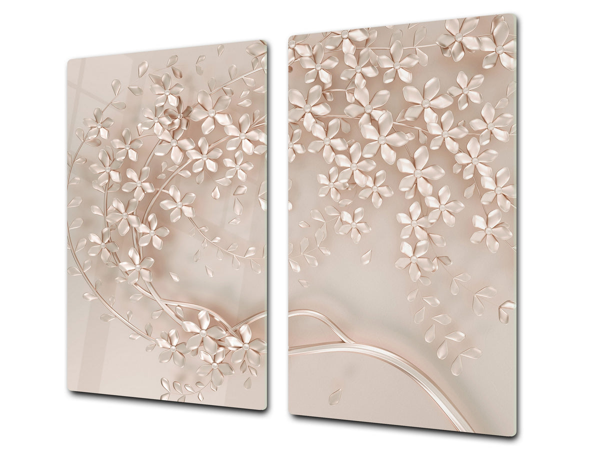 UNIQUE Tempered GLASS Kitchen Board –Scratch Resistant Glass Cutting Board –Glass Countertop MEASURES: SINGLE: 60 x 52 cm (23,62” x 20,47”); DOUBLE: 30 x 52 cm (11,81” x 20,47”); D29 Colourful Variety Series: Beige decorative tree