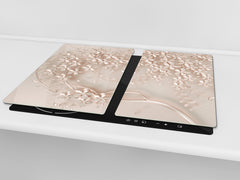 UNIQUE Tempered GLASS Kitchen Board –Scratch Resistant Glass Cutting Board –Glass Countertop MEASURES: SINGLE: 60 x 52 cm (23,62” x 20,47”); DOUBLE: 30 x 52 cm (11,81” x 20,47”); D29 Colourful Variety Series: Beige decorative tree