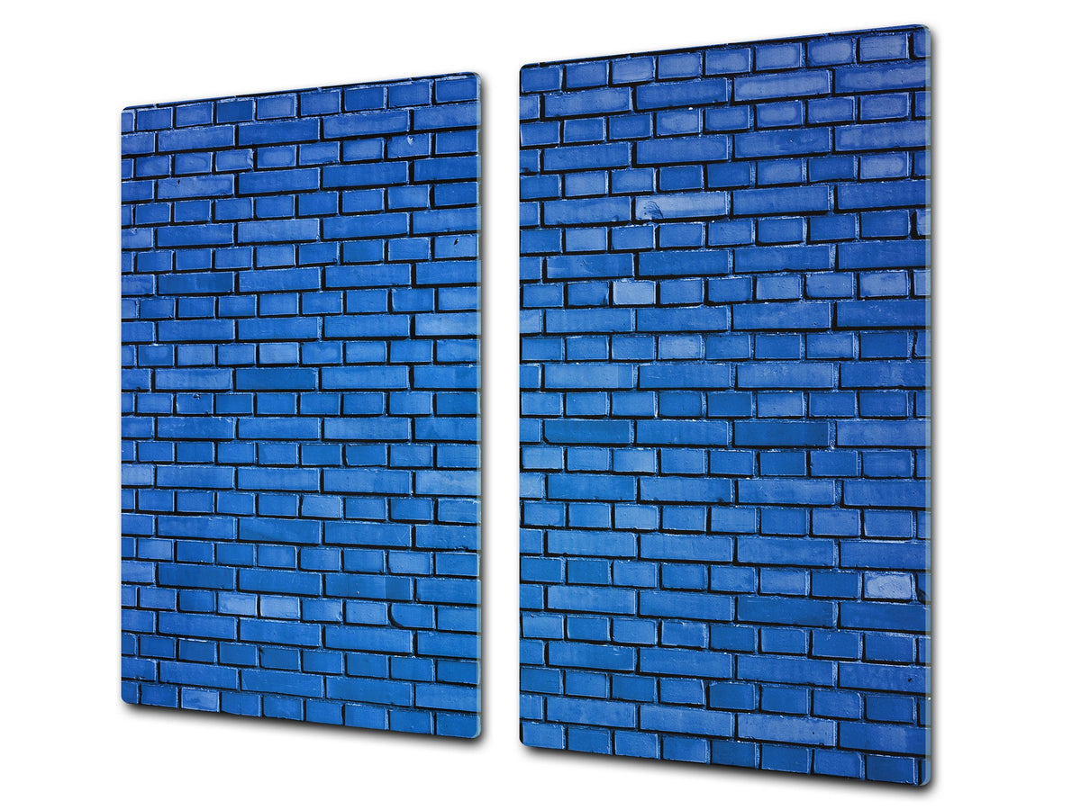 KITCHEN BOARD & Induction Cooktop Cover – Glass Pastry Board D25 Textures and tiles 1 Series: Blue brick background