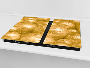 UNIQUE Tempered GLASS Kitchen Board –Scratch Resistant Glass Cutting Board –Glass Countertop MEASURES: SINGLE: 60 x 52 cm (23,62” x 20,47”); DOUBLE: 30 x 52 cm (11,81” x 20,47”); D29 Colourful Variety Series: Golden pearls