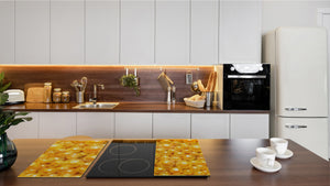 UNIQUE Tempered GLASS Kitchen Board –Scratch Resistant Glass Cutting Board –Glass Countertop MEASURES: SINGLE: 60 x 52 cm (23,62” x 20,47”); DOUBLE: 30 x 52 cm (11,81” x 20,47”); D29 Colourful Variety Series:  Shiny yellow surface