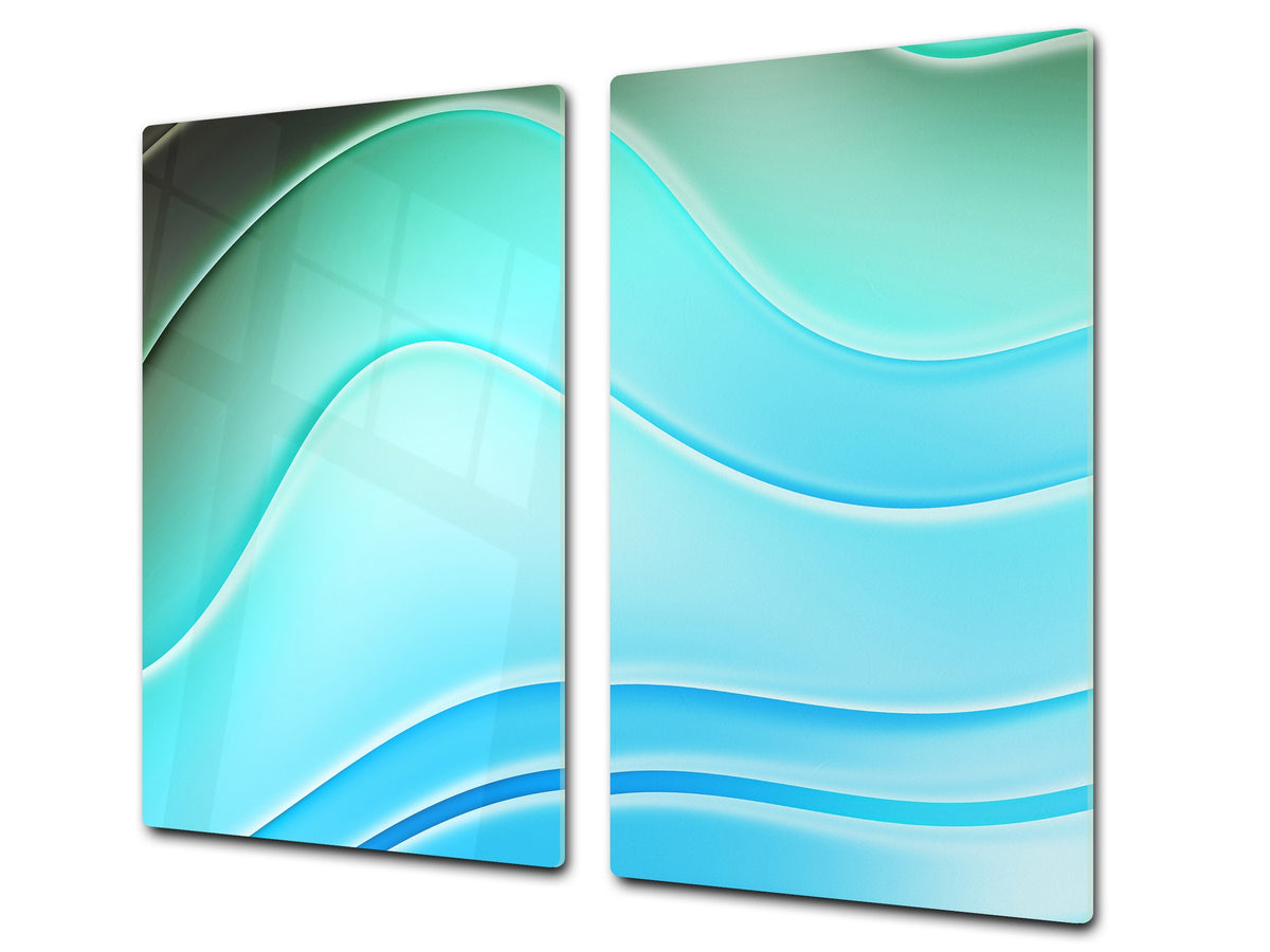 UNIQUE Tempered GLASS Kitchen Board –Scratch Resistant Glass Cutting Board –Glass Countertop MEASURES: SINGLE: 60 x 52 cm (23,62” x 20,47”); DOUBLE: 30 x 52 cm (11,81” x 20,47”); D29 Colourful Variety Series:  Colourful wavy pattern