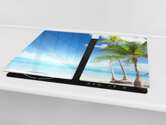 Very Big Kitchen Board – Glass Cutting Board and worktop saver; Nature series DD08: Costa marina 8