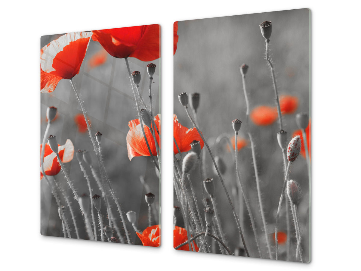 Glass Cutting Board and Worktop Saver D06 Flowers Series: Poppies 1