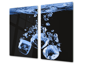 Cubre vitro de cristal templado – Protector de encimera de vidrio templado – Resistente a golpes y arañazo D02 Serie Agua: Hielo