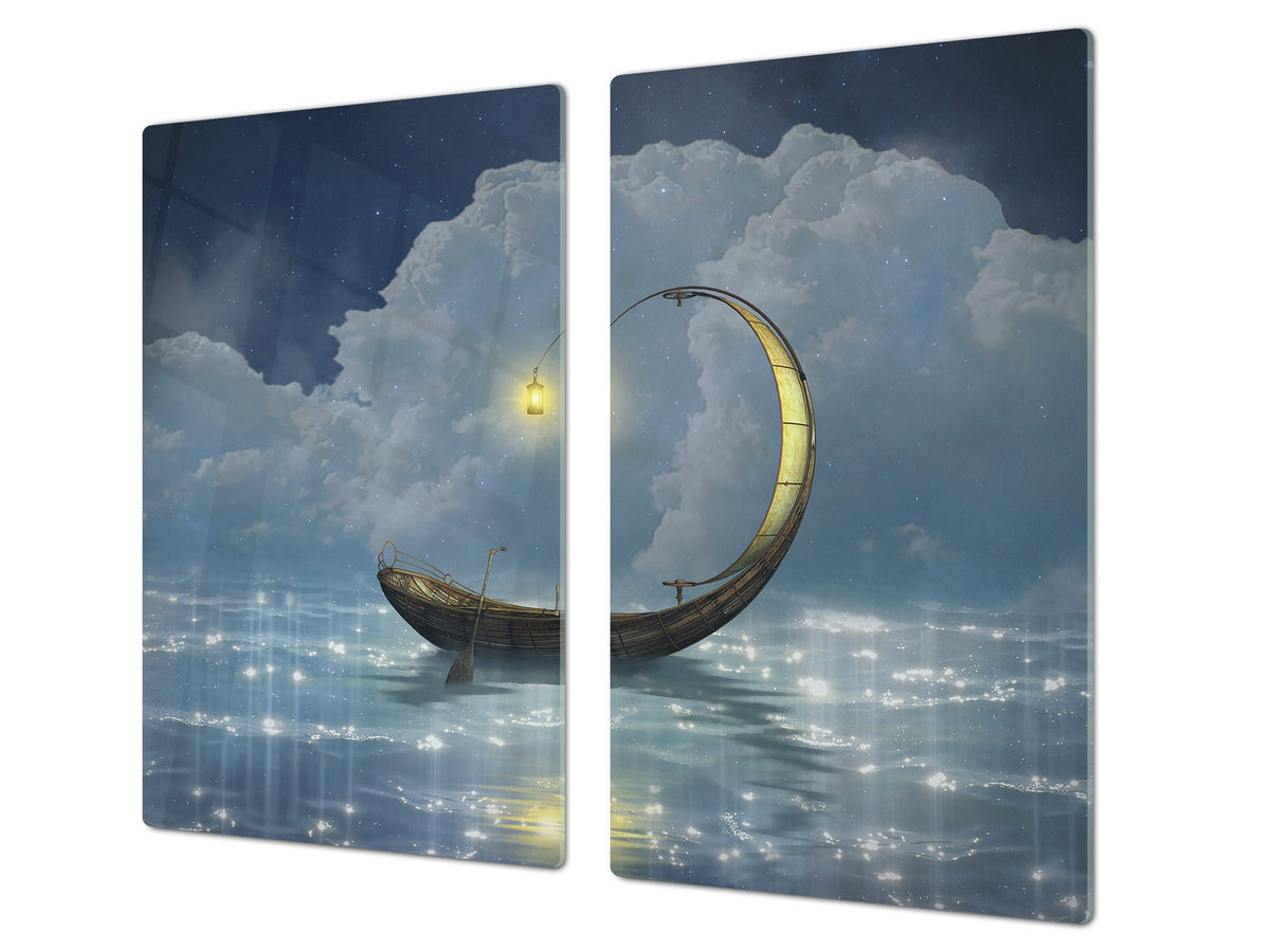 Glass Pastry Board 60D18: A lonely boat