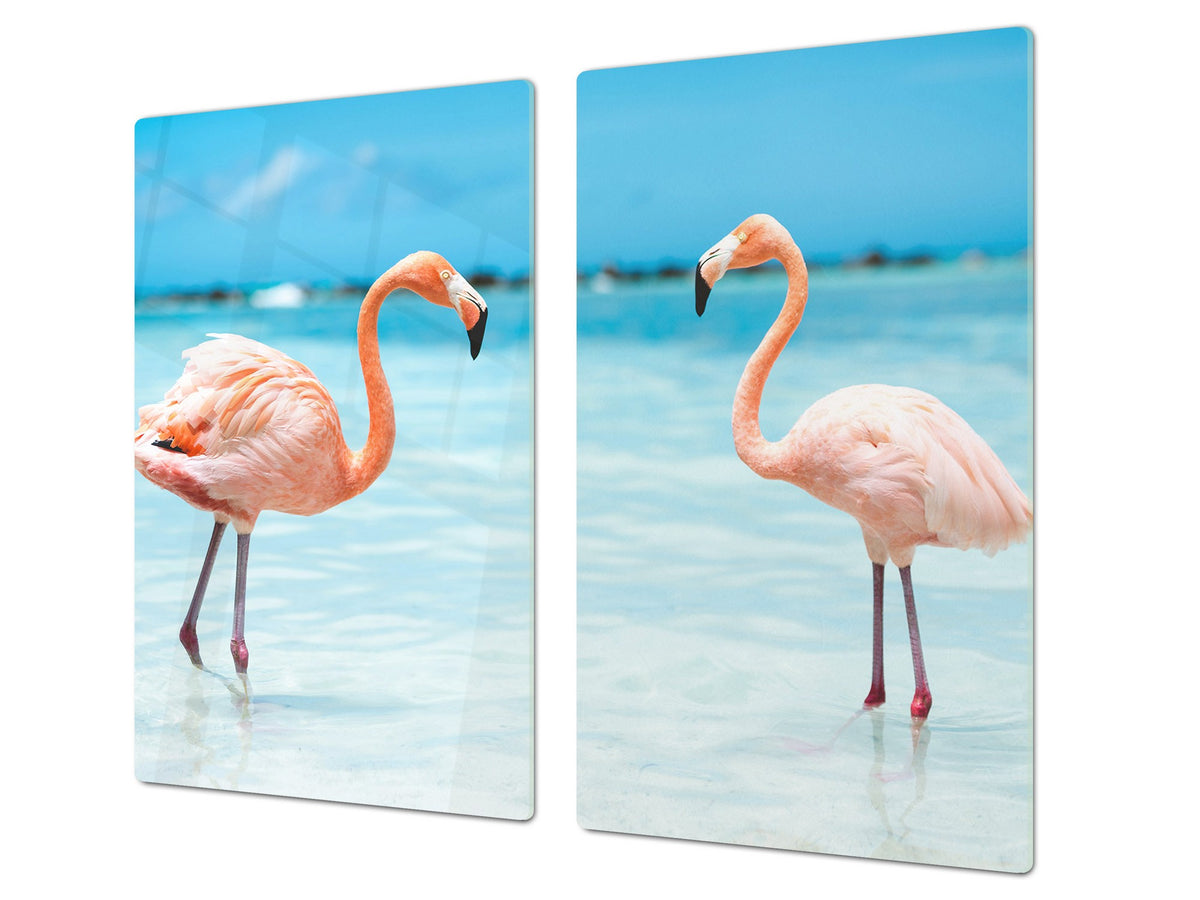 Tempered GLASS Cutting Board 60D01: Flamingos