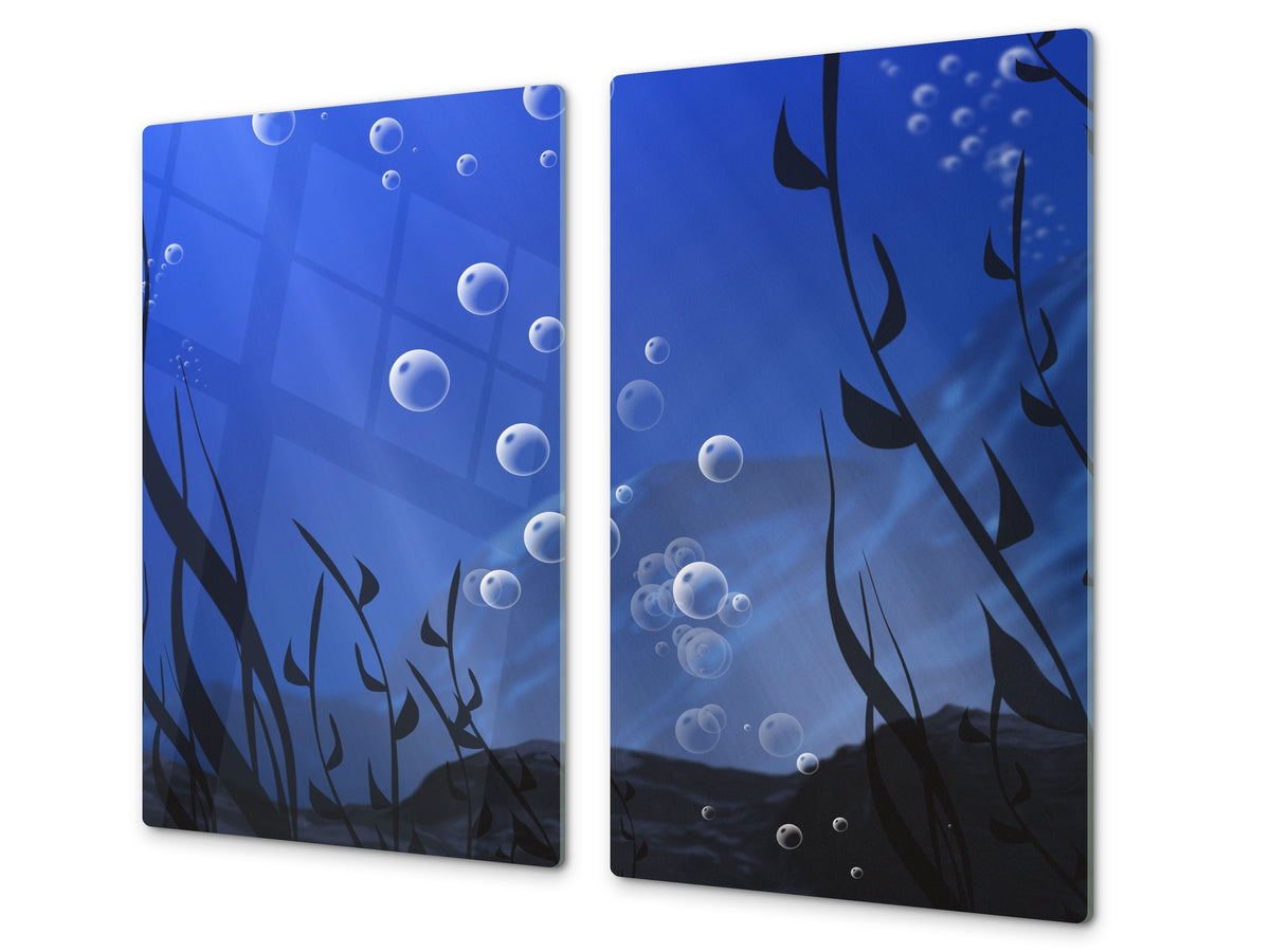 Tempered GLASS Cutting Board – Worktop saver  D15 Drawings Series:  Water 3